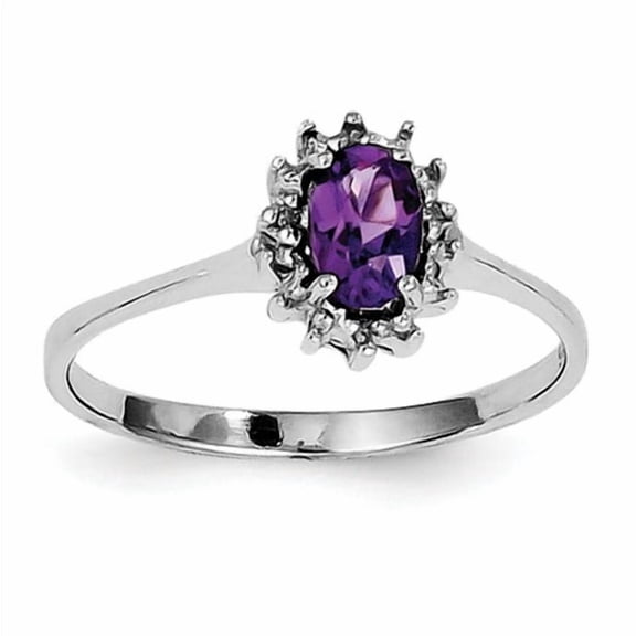 Primal Silver Sterling Silver Rhodium Amethyst and Diamond Ring