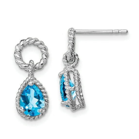 Primal Silver Sterling Silver Rhodium Blue Topaz Pear Twisted Post Earrings
