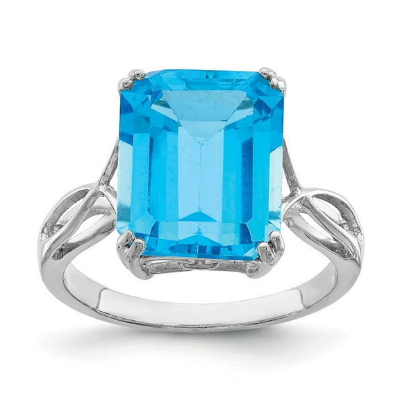 Primal Silver Sterling Silver Rhodium Blue Topaz Ring