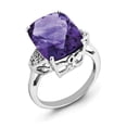 thumbnail image 1 of Primal Silver Sterling Silver Rhodium Checker-Cut Amethyst and Diamond Ring, 1 of 4