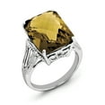 thumbnail image 1 of Primal Silver Sterling Silver Rhodium Checker Cut Whiskey Quartz Ring, 1 of 4