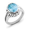 thumbnail image 1 of Primal Silver Sterling Silver Rhodium Checker-cut Blue Topaz Ring, 1 of 4