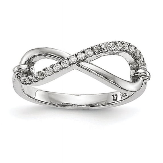 Primal Silver Sterling Silver Rhodium Cubic Zirconia Infinity Symbol Ring