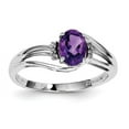 thumbnail image 1 of Primal Silver Sterling Silver Rhodium Diamond and Amethyst Oval Ring, 1 of 4