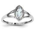 thumbnail image 1 of Primal Silver Sterling Silver Rhodium Diamond and Aquamarine Marquise Ring, 1 of 4