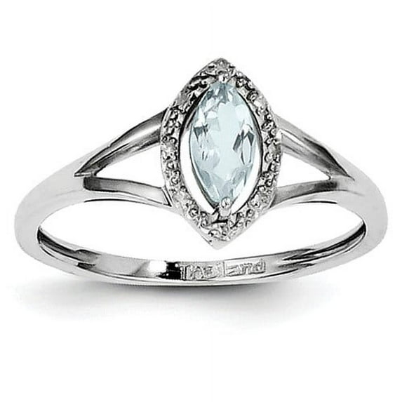 Primal Silver Sterling Silver Rhodium Diamond and Aquamarine Marquise Ring