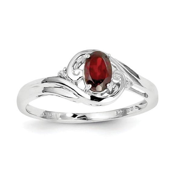 Primal Silver Sterling Silver Rhodium Diamond and Garnet Ring
