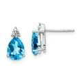 thumbnail image 1 of Primal Silver Sterling Silver Rhodium Diamond and Light Swiss Blue Topaz Post Earrings, 1 of 4