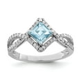 thumbnail image 1 of Primal Silver Sterling Silver Rhodium Diamond and Light Swiss Blue Topaz Ring, 1 of 5