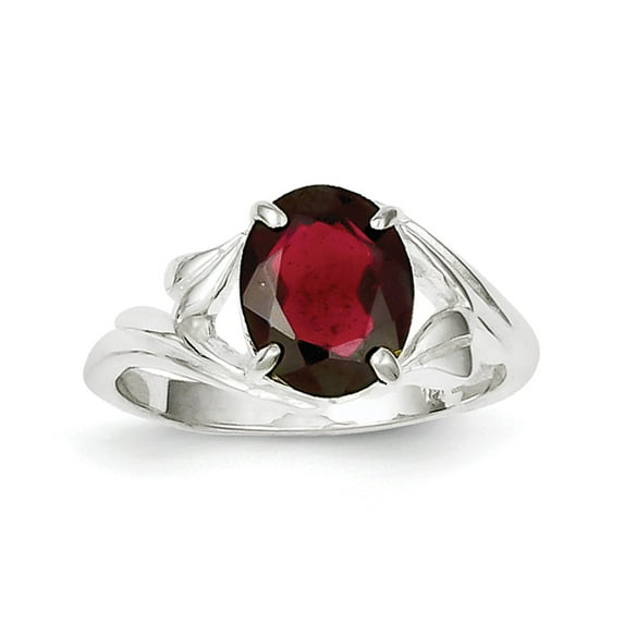Primal Silver Sterling Silver Rhodium Garnet Ring
