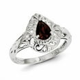 thumbnail image 1 of Primal Silver Sterling Silver Rhodium Garnet Teardrop Ring, 1 of 6