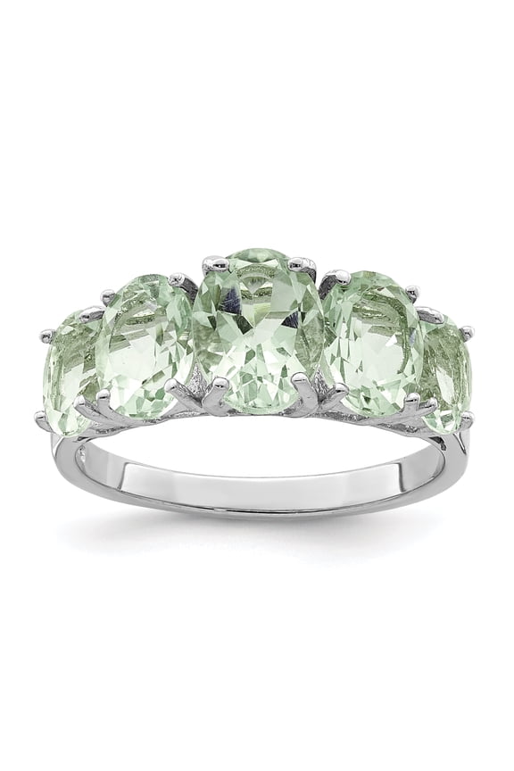 Sterling Silver Rhodium Green Quartz Ring