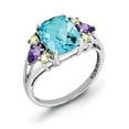 thumbnail image 1 of Primal Silver Sterling Silver Rhodium Light Swiss Blue Topaz, Amethyst and Peridot Ring, 1 of 6