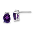 thumbnail image 1 of Primal Silver Sterling Silver Rhodium Oval Amethyst and Diamond Post Earrings, 1 of 4