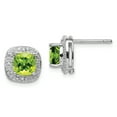 thumbnail image 1 of Primal Silver Sterling Silver Rhodium Peridot and Diamond Post Earrings, 1 of 4