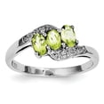 thumbnail image 1 of Primal Silver Sterling Silver Rhodium Peridot and Diamond Ring, 1 of 4