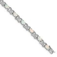 thumbnail image 1 of Primal Silver Sterling Silver Rhodium Plated 7.5 inch Created Opal XO Bracelet, 1 of 4