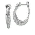 thumbnail image 1 of Primal Silver Sterling Silver Rhodium Plated Cubic Zirconia Hinged Oval Double Hoop Dangle Earrings, 1 of 4