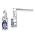 thumbnail image 1 of Primal Silver Sterling Silver Rhodium Plated Diamond Tanzanite Oval Post Earrings, 1 of 4