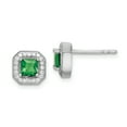 thumbnail image 1 of Primal Silver Sterling Silver Rhodium-Plated Green and Clear Cubic Zirconia Post Earrings, 1 of 4