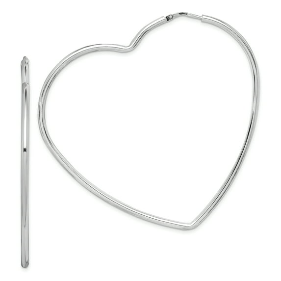 Primal Silver Sterling Silver Rhodium-Plated Heart Hoop Earrings