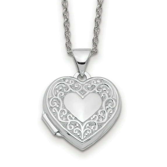 Primal Silver Sterling Silver Rhodium Plated Heart Locket Necklace