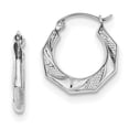 thumbnail image 1 of Primal Silver Sterling Silver Rhodium Plated Hollow Textured Hoop Earrings, 1 of 4
