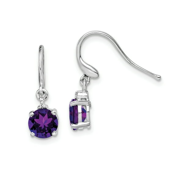 Primal Silver Sterling Silver Rhodium Round Amethyst and Diamond Wire Earrings
