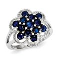thumbnail image 1 of Primal Silver Sterling Silver Rhodium Sapphire Flower Ring, 1 of 6