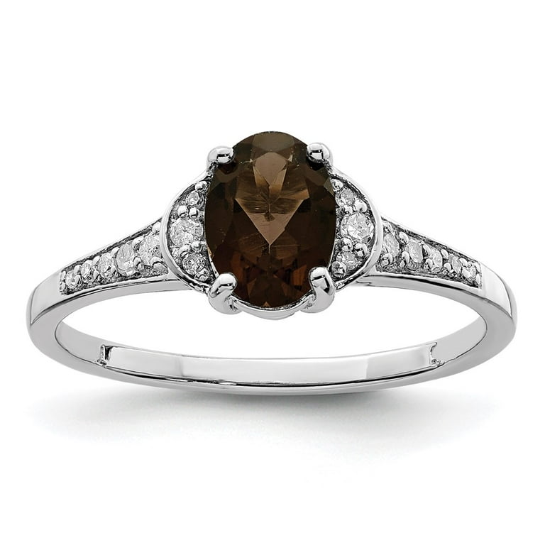 Smoky Quartz Ring Two Tone Rhodium and Gold-plated Sterling Silver Smoky Quartz Ring Two Tone Rhodium and Gold-plated Sterling Silver