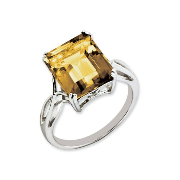 Primal Silver Sterling Silver Rhodium Whiskey Quartz Ring