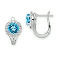 thumbnail image 1 of Primal Silver Sterling Silver Rhodium White Topaz and Light Swiss Blue Topaz Hinged Earrings, 1 of 4