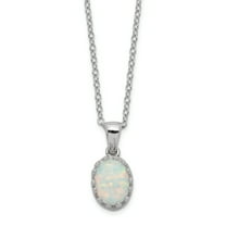Primal Silver Sterling Silver Rhodium-plated 18-inch Polished Oval Created Opal Necklace