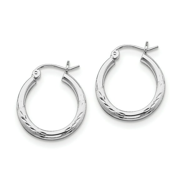 Primal Silver Sterling Silver Rhodium-plated 2.50mm Satin Diamond-cut Hoop Earrings