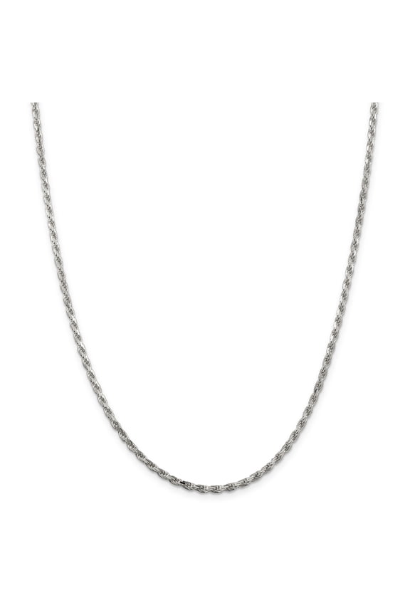 Sterling Silver Rhodium-plated 2.5mm Diamond-cut Rope Chain