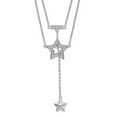 thumbnail image 1 of Primal Silver Sterling Silver Rhodium-plated 2-Strand Cubic Zirconia Star with 1-inch Extension Necklace, 1 of 5