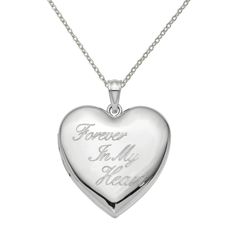 Sterling Silver Rhodium-plated Satin Diamond Wings 24mm Heart Locket Sterling Silver Rhodium-plated Satin Diamond Wings 24mm Heart Locket