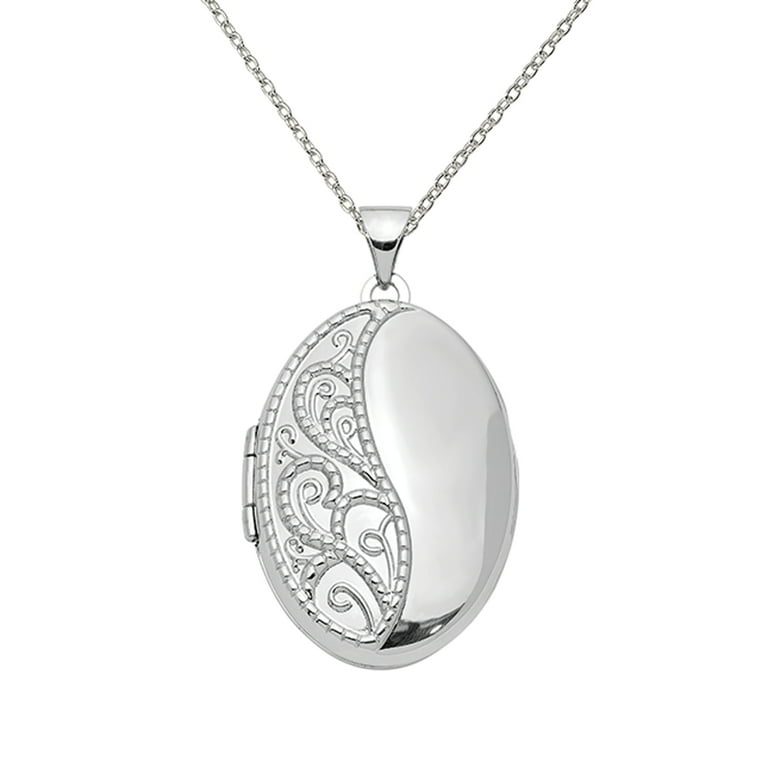 Sterling Silver Scroll Oval Locket Sterling Silver Scroll Oval Locket