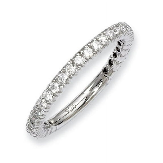 Primal Silver Sterling Silver Rhodium-plated 28 Stone Cubic Zirconia Ring