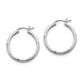 thumbnail image 1 of Primal Silver Sterling Silver Rhodium-plated 2mm Satin and Diamond-cut Hoop Earrings, 1 of 5