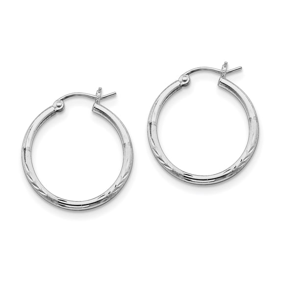 Primal Silver Sterling Silver Rhodium-plated 2mm Satin and Diamond-cut Hoop Earrings