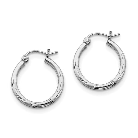 Primal Silver Sterling Silver Rhodium-plated 2mm Satin and Diamond-cut Hoop Earrings