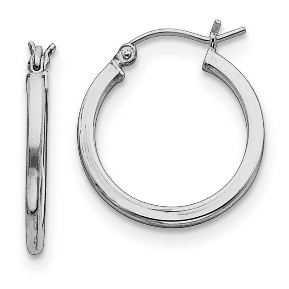 Primal Silver Sterling Silver Rhodium-plated 2mm Square Tube Hoop Earrings