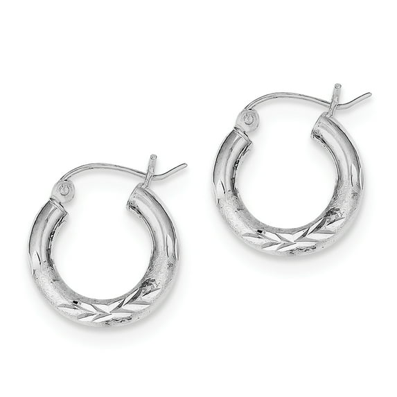 Primal Silver Sterling Silver Rhodium-plated 3.00mm Satin Diamond-cut Hoop Earrings