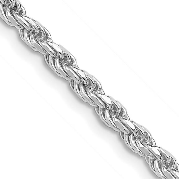 Primal Silver Sterling Silver Rhodium-plated 3mm Diamond-cut Rope Chain