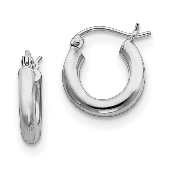 Primal Silver Sterling Silver Rhodium-plated 3mm Round Hoop Earrings