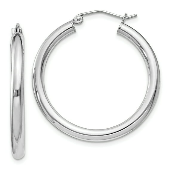Primal Silver Sterling Silver Rhodium-plated 3mm Round Hoop Earrings