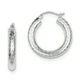 thumbnail image 1 of Primal Silver Sterling Silver Rhodium-plated 4.00mm Diamond-cut Hoop Earrings, 1 of 5