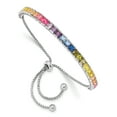 thumbnail image 1 of Primal Silver Sterling Silver Rhodium-plated 4mm Channel-set Colorful Cubic Zirconia Adjustable Bolo Bracelet, 1 of 4