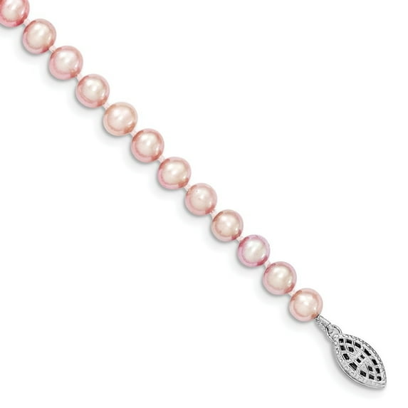 Primal Silver Sterling Silver Rhodium-plated 5-6mm Purple Freshwater Cultured Pearl Bracelet